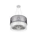 Elegant Black India Yarn-made Drum Shade Adorned Sophisticated Four- light Contemporary Pendant Light