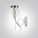 Elegant White Finish and Clear Crystal Drop Add Elegamce to Delightful Wall Light Fixture Topped with Empire Shade