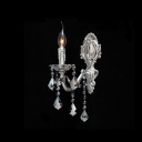 Elegant Single Light Wall Sconce with Antique Silver and Decorative Majestic Clear Crystal