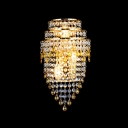 Three Tiers of Crystals and Gold Finished Frame Reinforces Wall Sconce Look of  Elegance
