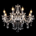 Impressive 8-Light Crystal Chandelier Shinning with Crystal Chains and Droplets