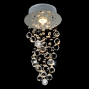 Crystal Beads Drops Hang Together Spiral Rounded Chandelier with Stainless Steel Canopy