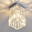 Stunning Chrome Finish and Square Ccrystals Add Glamour to Gleaming Semi-flushmount Ceiling Light