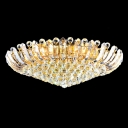 Luxurious Fabulous Crystal Balls Hang Together Brilliant and Elegant Flush Mount in Gold Finish