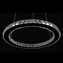 Glittering Crystal Diamonds Embedded Ring Pendant Light Finished in Chrome