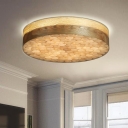 Wood Crafted Round Shape Flush Mount Ceiling Light