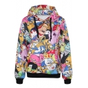 Colorful Adventure Time Print Hoodie with Pocket Front
