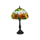 Hemisphere Shape Shade Tiffany Style Table Lamp in Flower Pattern