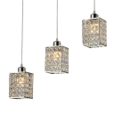 3-Light Square Stunning Crystal Pendent Lights for Kitchen and Dining Room