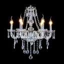 Compelling Six Lights Contemporary Crystal Accented Chandelier for Bedroom Lighting