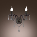 European Style Brilliant Wall Sconce Completed with Graceful Crystal Scrolling Arms and Decorative Detailing