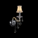 Splendid Single-light  Wall Sconce with Crystal Base Perfect for Living Room with Beige Fabric Bell Shade
