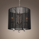 Gorgeous Sheer Black Shade Cylinder Chandelier with Clear Crystal Droplets