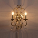 Add  Touch of  Extravagant Luxury with Wall Sconce Features Graceful Scrolls and Clear Crystal Drops