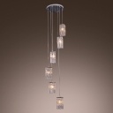 Six Sparkling Crystal Cubes Enhanced with Chrome in Modern Multi Light Pendant