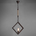 Black Finish 1 Light LED Pendant with Rope Accents