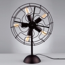 Industrial Whimsical Designed Iron Fan LED Table Lamp