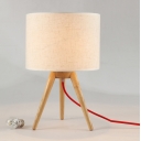 Lovely And Chic Wood Tripod Linen Shaded Designer Style Table Lamp