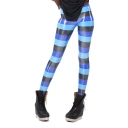 Blue Black Stripes Print Spandex Fashion Leggings