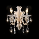 Luxury Shimmering Two Light Clear Phoenix Feather Crystal Wall Sconce with Graceful Strolling Arm in Zin Alloy