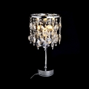Contemporary Style Table Lamp Features Strands of  Crystal Beads and Gleaming Metal Frame