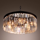 Lustrous Pendant Chandelier Gracefully Encircled with Sparkling Square and Rectangular Crystals