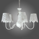 Soft and Romantic White Lacy Designer 5-Light Chandelier