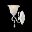 Shimmering Clear Crystal Drops and Elegant White Finish  Composed Stunning Wall Sconce with Beautiful Glass Shade