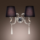 Eye-catching Two-light Wall Sconce Completed with Black Fabric Shade and Graceful Scrolls