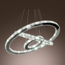 Crystal Diamonds Embedded Three Rings Stainless Steel LED Large Pendant Light