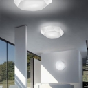 Diamond Flush Mount Ceiling Light With All White Fabric Shade