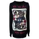 Cheshire Cat Print Black Sweatshirt