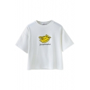 Fruit Banana Print Round Neck Short Sleeve T-Shirt