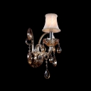 Graceful Scrolling Arms and White Fabric Shade Add Glamour to Luxury and Delightful Single-light Wall Sconce