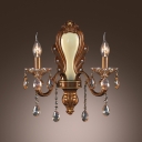 Gold Finish and Crystal Drops Add glamour to Exquisite Two Light  Wall Sconce