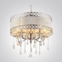 Hnad-Cut  Crystal Pendaloques Modern Drum Shade Electroplated 19.6