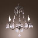Gracefully Black Wrought Iron Leaf Arms 3-Light Stunning Crystal Droplets Chandelier