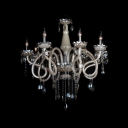 Swirled Glass Arms Lager Elegant Chandelier Hanging Sparkling Hand Cut Crystals