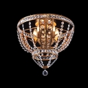 Delicate Wrought Iron Frame Adorned with Crystal Beads Add Glamour to Decorative Flushmount Ceiling Light