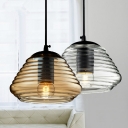 Glass Pendant Light In Short Size, Amber-colored