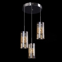 Gleaming Crystal Multi Light Pendant Features Chic Cylinder Glass Shades Creating Modern Embellishment