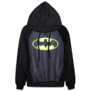 Batman Theme Print Casual Hooded Pullover with Drawstring