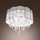 Hand-forged Lampworking Shade Add Charm to Delightful Six Lights Flush Mount Ceiling Light with Beautiful Crystal Falls