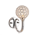 Elegant Curly Arm and Crystal Mounted Metal Shade Add Glamour to Modern Single Light Wall Sconce