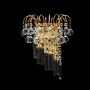 Lustrous Low-voltage Luminaire Wall Sconce Composed of  Clear Crystals and Graceful Scrolls