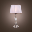 Modern and Glamorous Style Mixed into Crystal Column Table Lamp Topped With Purple Pleated Fabric Shade