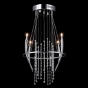 Bold and Graceful  4-Light Glittering Crystal Strands and Metal Band Modern Chandelier