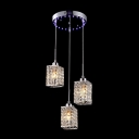 Gracefully Stainless Steel Rectangular Canopy Hanging Crystal Beaded Shade Contemporary Multi-Light Pendant