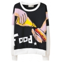 Hot Dog Print Street Style Sweatshirt