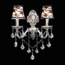 Wonderful Classic Wall Sconce Completed with Black Fabric Shades and Delicate Silver Finish Detailing